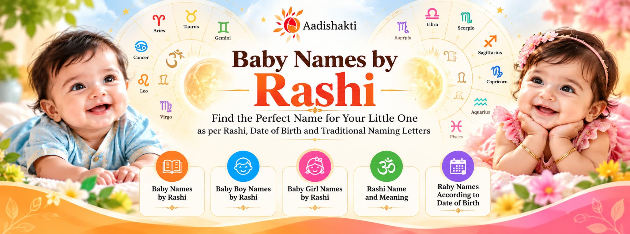 Baby names by Rashi for boys and girls, including names according to date of birth – Aadishakti