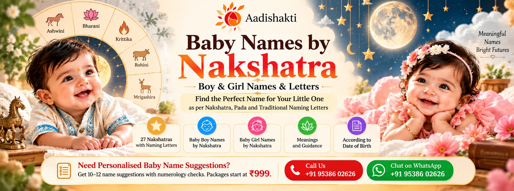 Baby Names by Nakshatra – Baby Boy and Girl Names & Letters Based on Birth Star, Nakshatra and Pada | Aadishakti.
