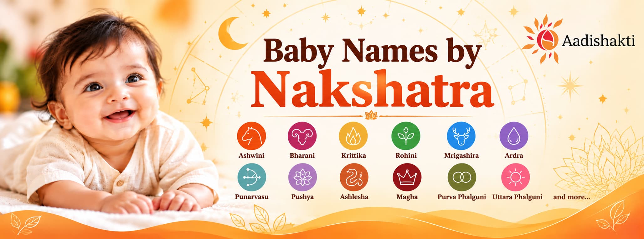 Baby names by Nakshatra featuring traditional Nakshatra names – Aadishakti baby name directory