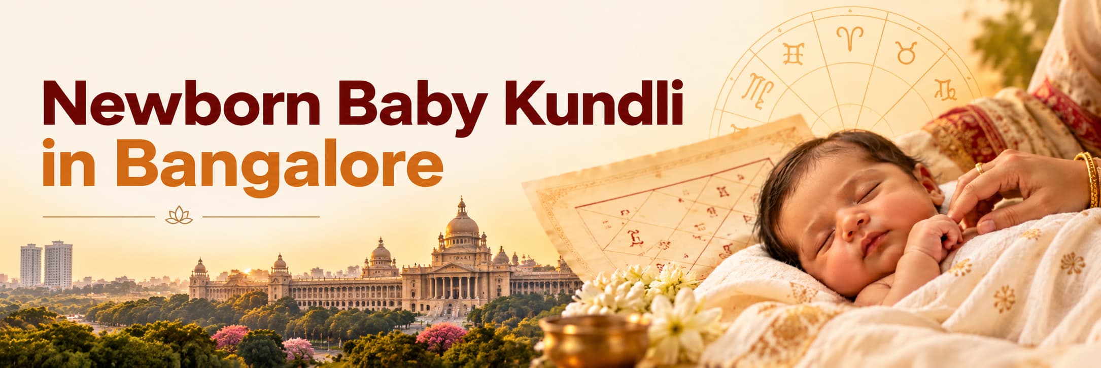 Newborn Baby Kundli in Bangalore – Baby with Kundli and Bangalore skyline