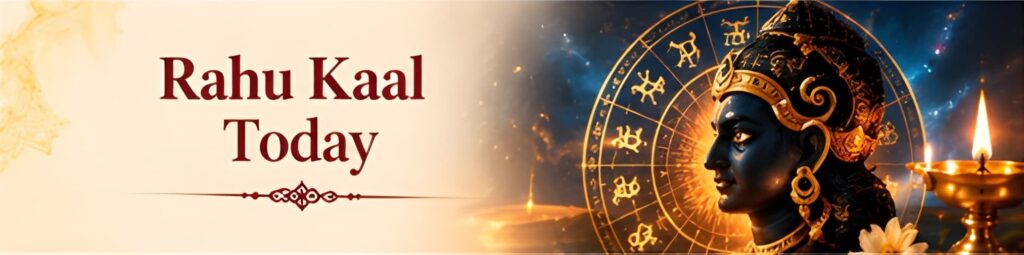 Rahu Kaal today with Vedic astrology symbols
