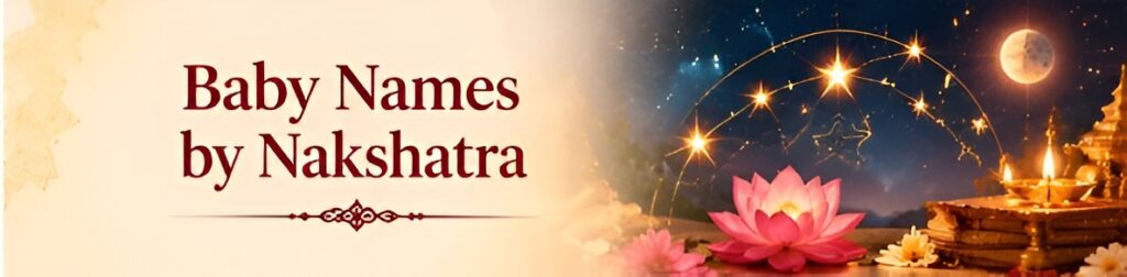Baby names by Nakshatra with stars and traditional symbols